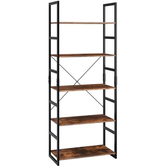 Bookshelf Rack 5 Tier Vintage Bookcase Shelf - Picture 4 of 7
